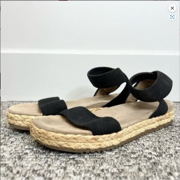 SOUL Naturalizer Details 2 black raffia platform ankle strap flat sandals 9 - Picture 4 of 10